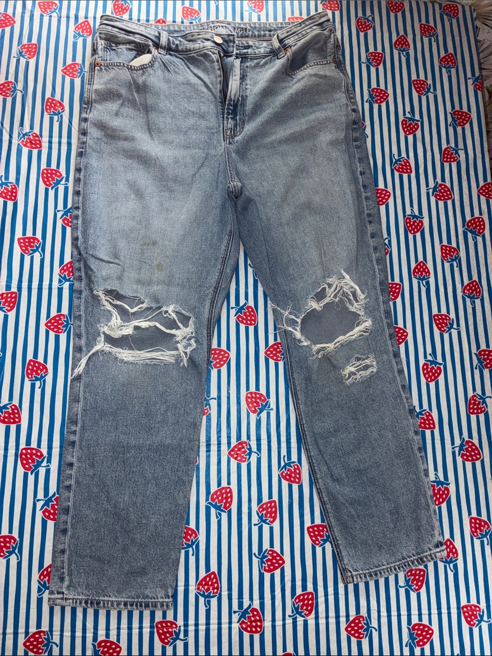 American Eagle Outfitters Light Blue Distressed Relaxed Jeans